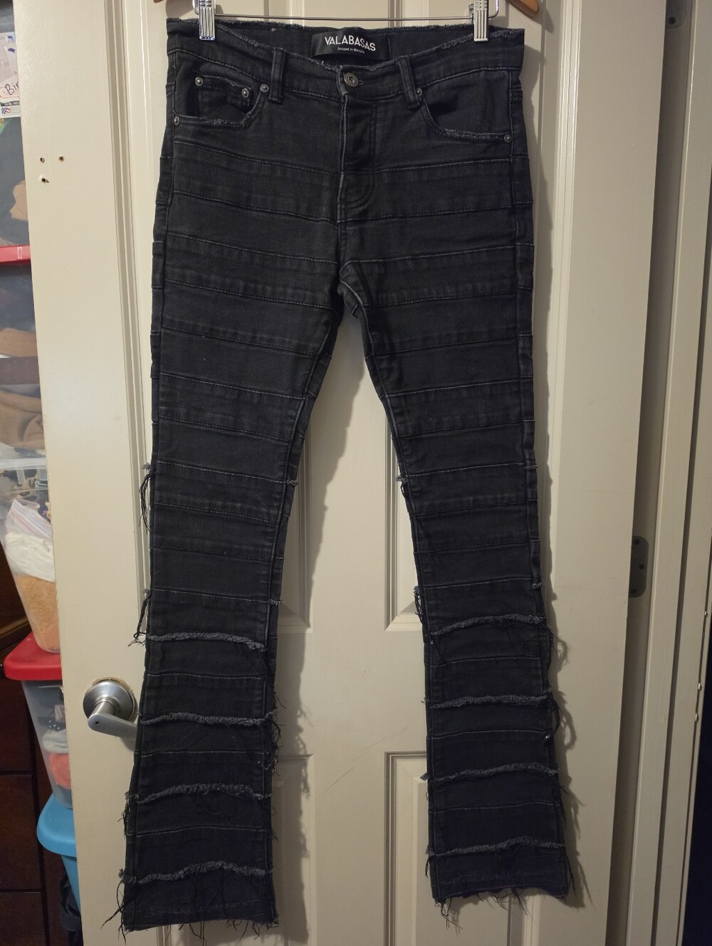 Valabasas Designer Premium Button Fly Denim Stacked Distressed Jeans